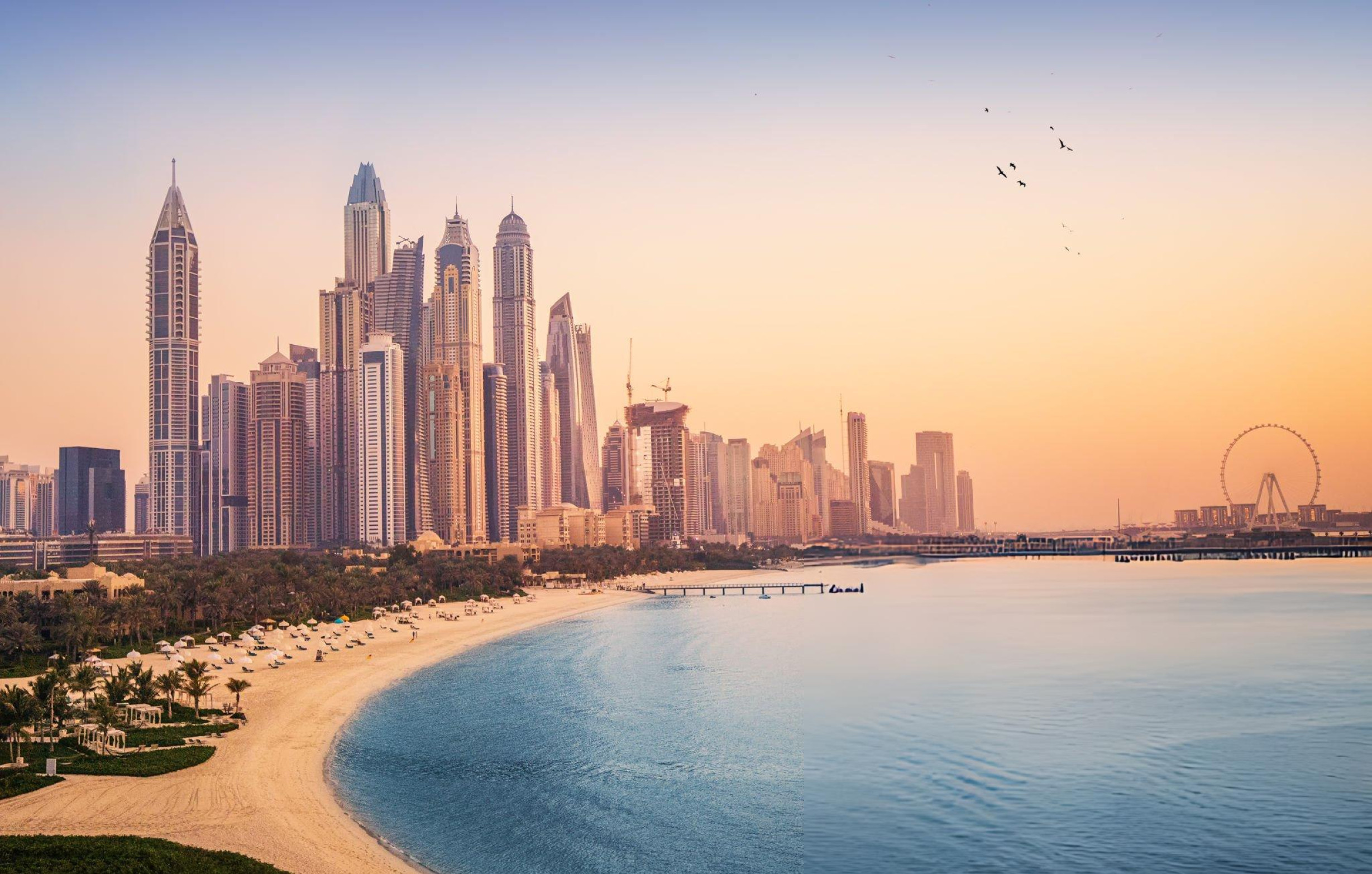 Dubai beach and skyline