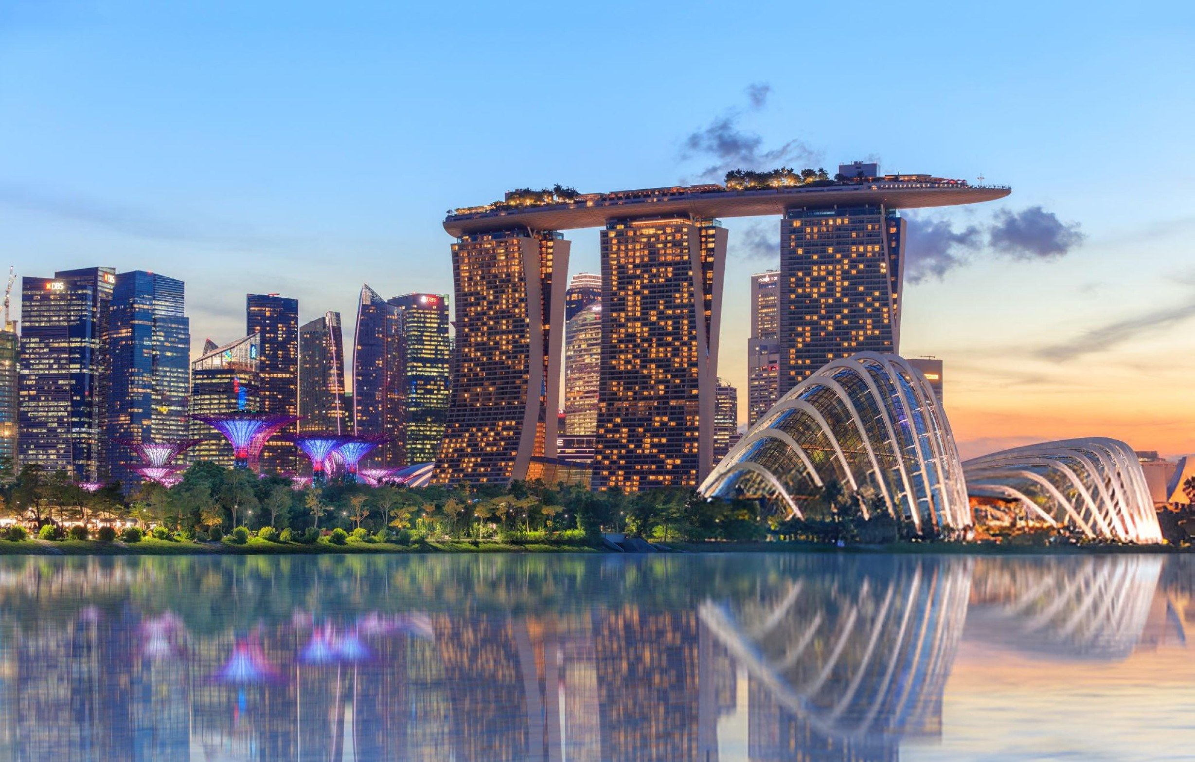 Singapore skyline at night